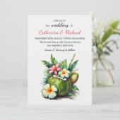 Hawaiian Beach Vakantie Zomer Hibiscus Huwelijk Kaart (Staand voorkant)