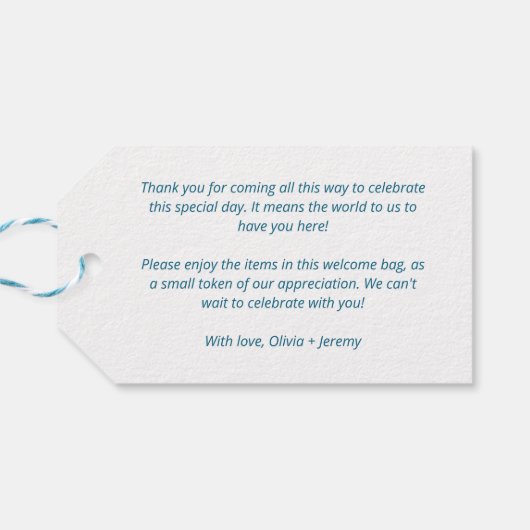 Hawaiian Beach Welkom op onze bruiloft geschenkman Cadeaulabel (Achterkant Horizontaal)