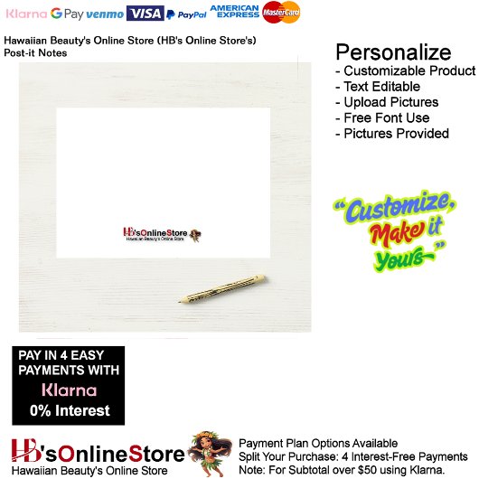 Hawaiian Beauty's Online Store (HB's Online Store) Post-it® Notes