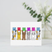 Hawaiian Bedankt Mahalo Cartoon Cats Briefkaart (Staand voorkant)