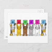 Hawaiian Bedankt Mahalo Cartoon Cats Briefkaart (Voorkant / Achterkant)