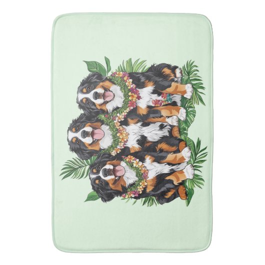 Hawaiian Bernese Mountain Dogs Flower Lei Badmat (Voorkant Verticaal)