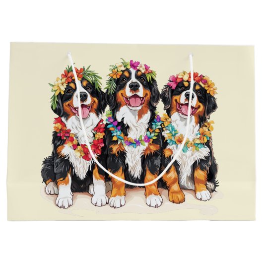 Hawaiian Bernese Mountain Dogs Flower Lei Groot Cadeauzakje (Achterkant)