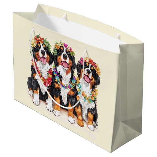 Hawaiian Bernese Mountain Dogs Flower Lei Groot Cadeauzakje (Achterkant Gekanteld)