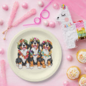 Hawaiian Bernese Mountain Dogs Flower Lei Papieren Bordje (Feest)