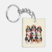 Hawaiian Bernese Mountain Dogs Flower Lei Sleutelhanger (Voorkant Links)