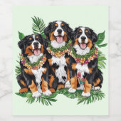 Hawaiian Bernese Mountain Dogs Flower Lei Wijn Etiket (Enkel label)