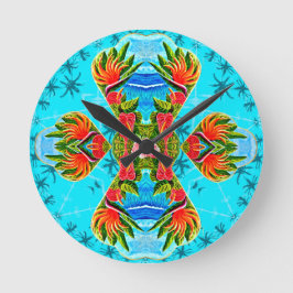 Hawaiian Bird of Paradise Cross (blauw) Ronde Klok