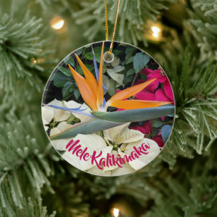 Hawaiian Bird of Paradise Floral Holiday Keramisch Ornament