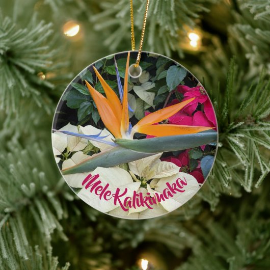 Hawaiian Bird of Paradise Floral Holiday Keramisch Ornament (Boom)
