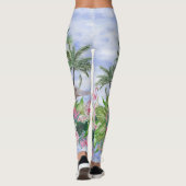 Hawaiian Bliss: Patroon van tropische Waterverf Leggings (Achterkant)