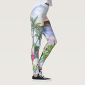 Hawaiian Bliss: Patroon van tropische Waterverf Leggings (Rechts)