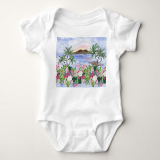 Hawaiian Bliss: Patroon van tropische Waterverf Romper