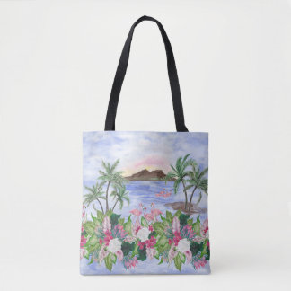 Hawaiian Bliss: Patroon van tropische Waterverf Tote Bag