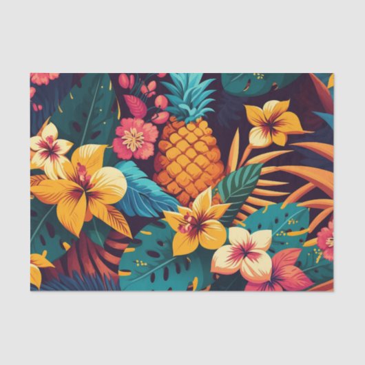 Hawaiian blossom tropisch floranje patroon tissuepapier (Voorkant)