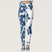 Hawaiian Blue Hibiscus Flowers Leggings (Voorkant)