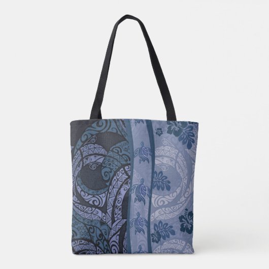 Hawaiian Blue Tapa Honu Canvas tas (Achterkant)