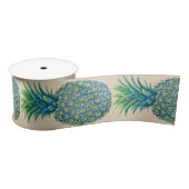 Hawaiian Blue Tropical Pineapples Ribbon Satijnen Lint (Spoel)