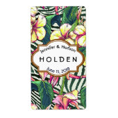 Hawaiian Bold Plumeria Bloemen Bruiloft Aangepaste Etiket (Voorkant)