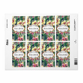 Hawaiian Bold Plumeria Bloemen Bruiloft Aangepaste Etiket (Full Sheet)