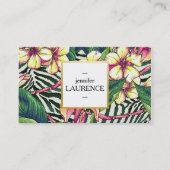 Hawaiian Bold Plumeria Bright Colorful Floral Visitekaartje (Voorkant)