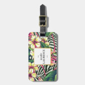 Hawaiian Bold Plumeria Bright Floral gepersonalise Bagagelabel (Voorkant verticaal)