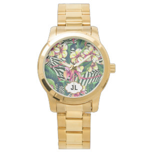 Hawaiian Bold Plumeria Bright Floral gepersonalise Horloge