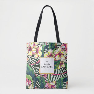 Hawaiian Bold Plumeria Floral gepersonaliseerd Tote Bag