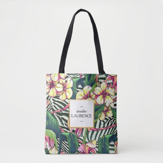 Hawaiian Bold Plumeria Floral gepersonaliseerd Tote Bag (Voorkant)