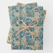 Hawaiian Botanical Blues Wrapping Paper (In situ)