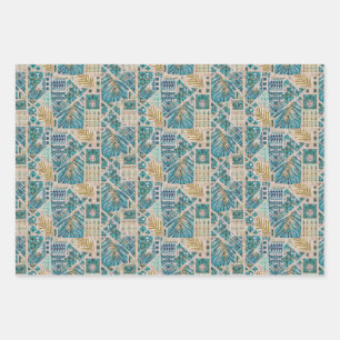 Hawaiian Botanical Blues Wrapping Paper