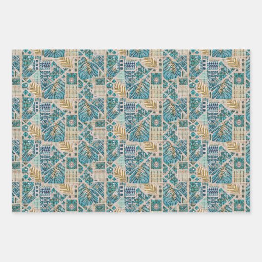 Hawaiian Botanical Blues Wrapping Paper (Voorkant)
