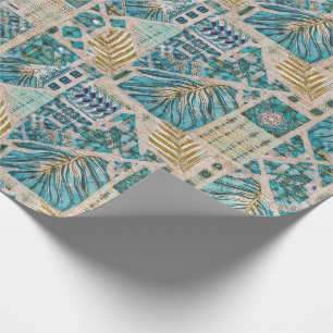 Hawaiian Botanical Blues Wrapping Paper Roll Cadeaupapier