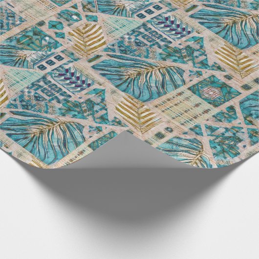 Hawaiian Botanical Blues Wrapping Paper Roll Cadeaupapier (Hoek)