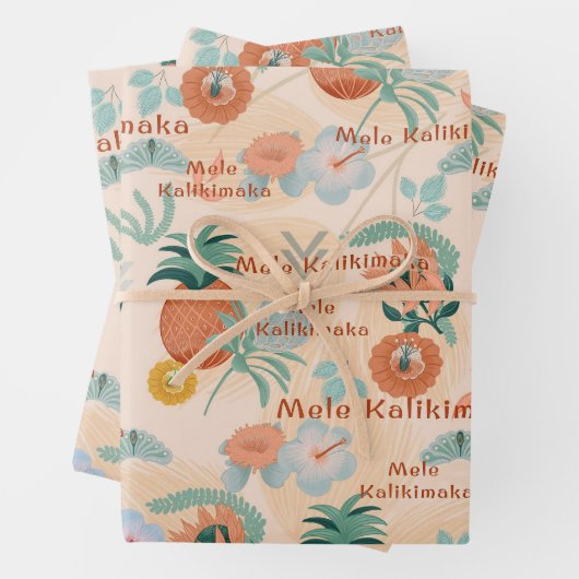 Hawaiian Breeze Mele Kalikimaka Gift Wrap Inpakpapier Vel (In situ)