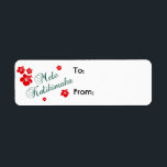 Hawaiian Christmas Gift Label<br><div class="desc">Hawaiian Christmas Gift Label om het inpakpapier dat Mele Kalikimaka met rode Hibiscusbloemen leest te matchen</div>
