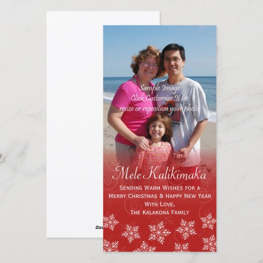 Hawaiian Christmas Hibiscus Sneeuwvlok Fotokaart Feestdagenkaart (Voorkant / Achterkant)