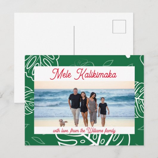 Hawaiian Christmas Mele Kalikimaka aanpasbaar Feestdagenkaart (Voorkant / Achterkant)