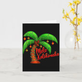 Hawaiian Christmas Mele Kalikimaka Coconut Tree  Kaart (Gele Bloem)