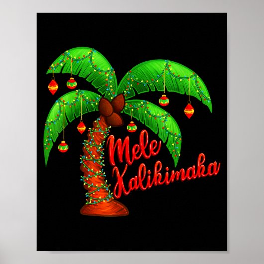 Hawaiian Christmas Mele Kalikimaka Coconut Tree Poster (Voorkant)
