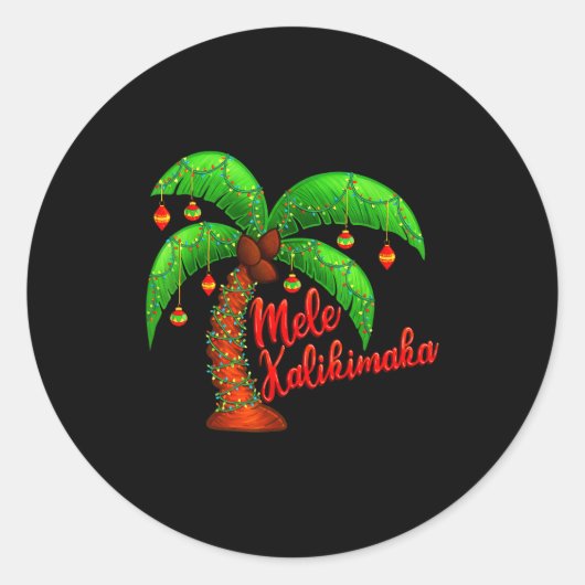 Hawaiian Christmas Mele Kalikimaka Coconut Tree Ronde Sticker (Voorkant)