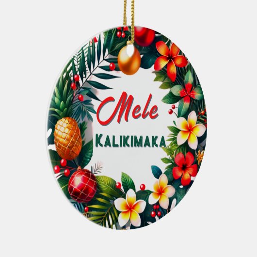 Hawaiian Christmas Tropical Wreath Keramisch Ornament (Rechts)