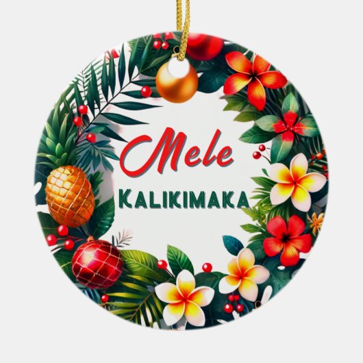 Hawaiian Christmas Tropical Wreath Keramisch Ornament (Voorkant)