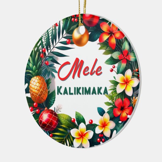 Hawaiian Christmas Tropical Wreath Keramisch Ornament (Links)