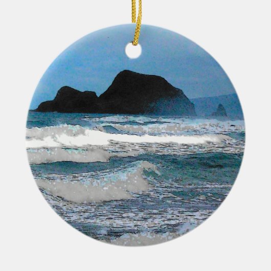 Hawaiian Coastal Island Ocean Tropical Paradise Keramisch Ornament (Voorkant)