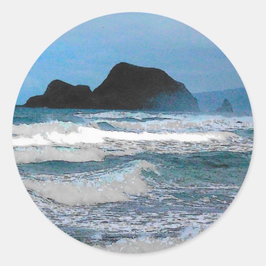 Hawaiian Coastal Island Ocean Tropical Paradise Ronde Sticker (Voorkant)