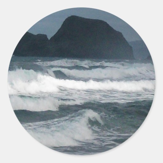 Hawaiian Coastal Island Ocean Tropical Paradise Ronde Sticker (Voorkant)