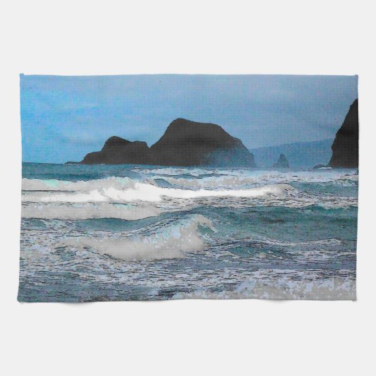 Hawaiian Coastal Island Ocean Tropical Paradise Theedoek (Horizontaal)