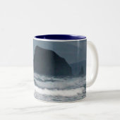 Hawaiian Coastal Island Ocean Tropical Paradise Tweekleurige Koffiemok (Voorkant rechts)