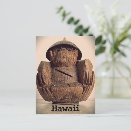 Hawaiian Coconut Monkey Bank Retro Kitsch Briefkaart (Staand voorkant)